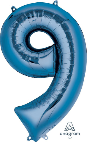 Blue 9 Number Balloon 34'' - JJ's Party House: Birthday, Balloons & Custom Party Favors