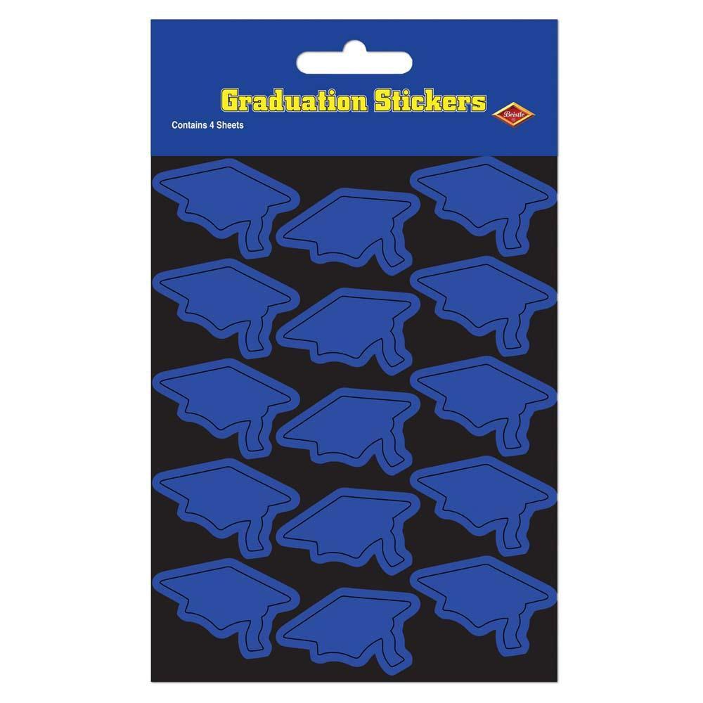 Blue Grad Cap Stickers 60ct - JJ's Party House