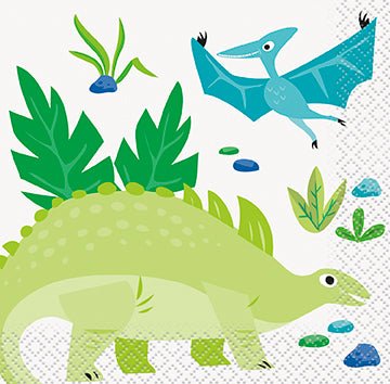 Blue & Green Dinosaur Party Beverage Napkins 16ct - JJ's Party House