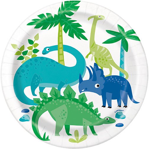 Blue & Green Dinosaur Party Dessert Plates 8ct - JJ's Party House