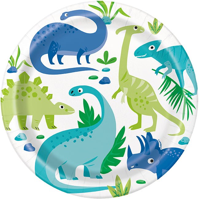 Blue & Green Dinosaur Party Lunch Plates 8ct - JJ's Party House