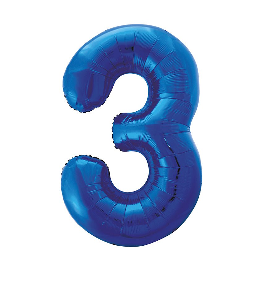 Blue Number 3 Balloon 34" - JJ's Party House