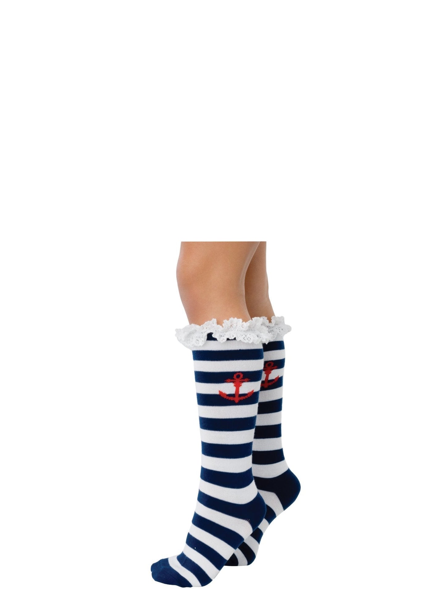 Blue & White Sailor socks with Ruffle Top - JJ's Party House