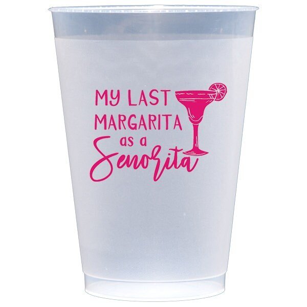 Bridal Shower Fiesta Themed Frost Flex Shatterproof Cups, Personalized Wedding Cups, Custom Printed Frost Flex Cups - JJ's Party House: Birthday, Balloons & Custom Party Favors