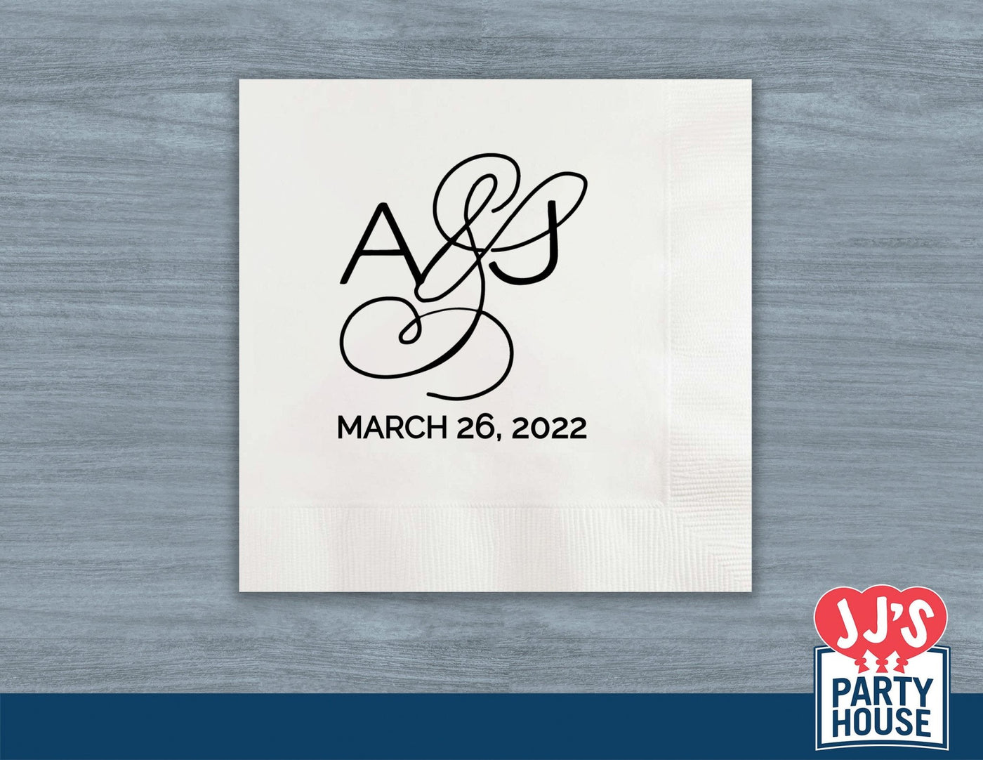 Bride and Groom Initials Custom and Personalized Wedding and Engagement Beverage Napkins - JJ's Party House