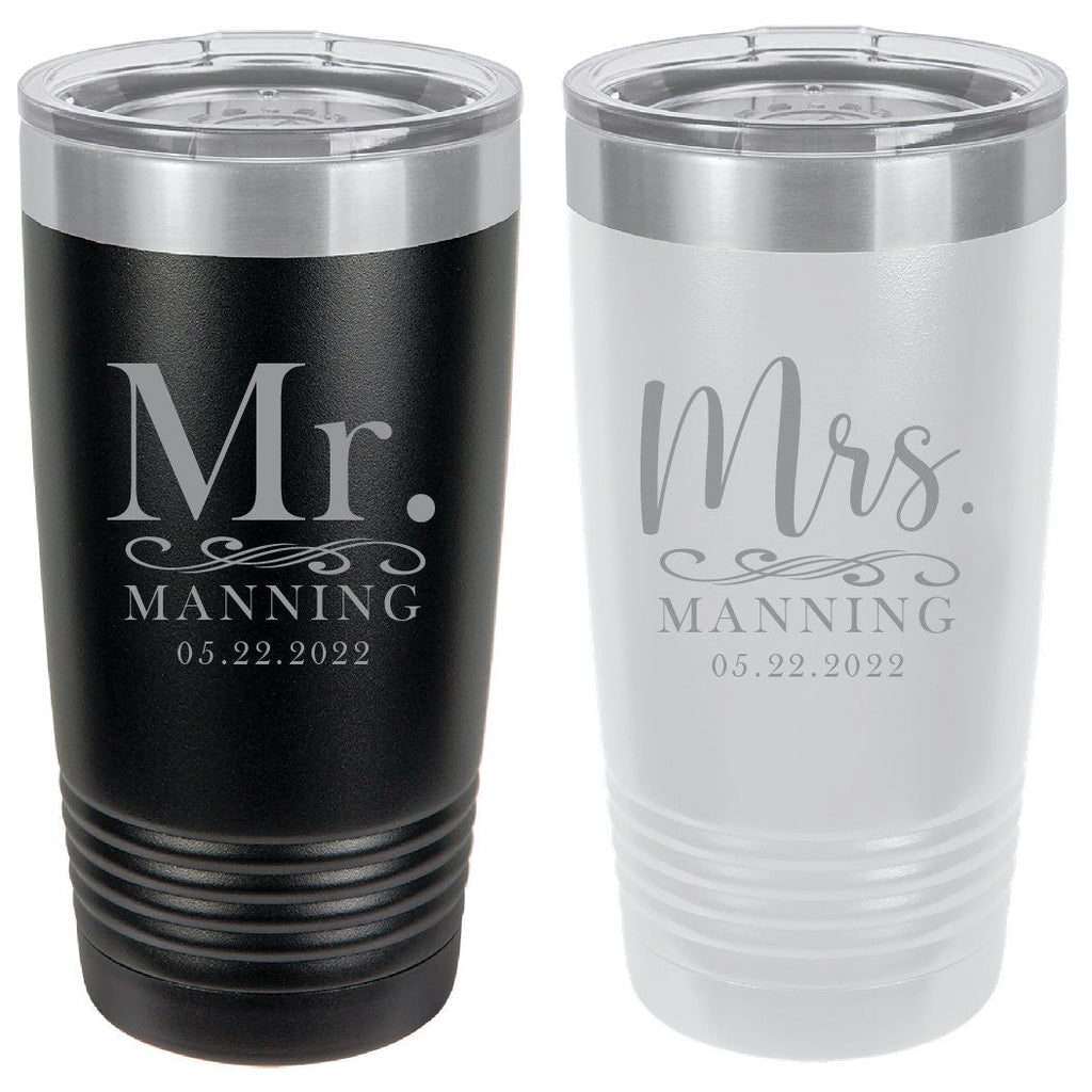 Bride and Groom Mr. and Mrs. Polar Camel Tumbler Set Laser Engraved and Personalized for Wedding Couple - JJ's Party House