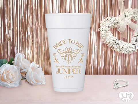 Bride to Bee Personalized Bridal Shower Foam Cups - JJ's Party House