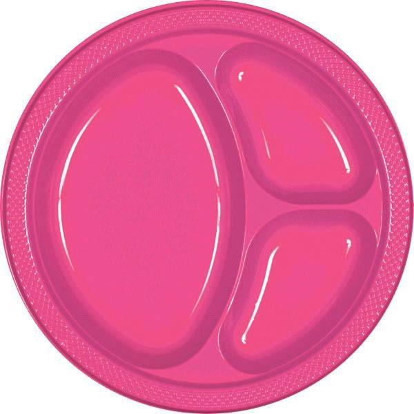 Bright Pink Div Plates 10.25'' 20ct - JJ's Party House