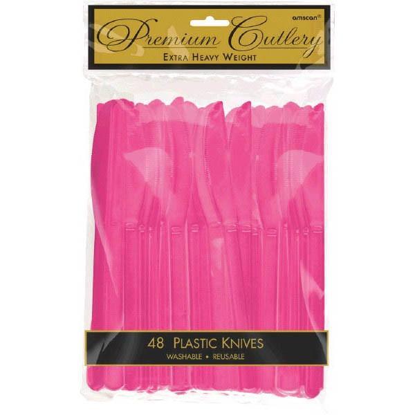 Bright Pink Plastic Knives 48ct - JJ's Party House: Birthday, Balloons & Custom Party Favors