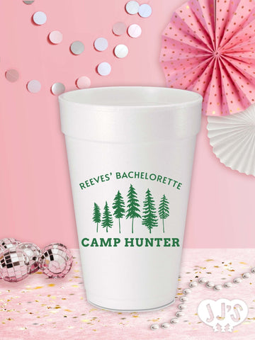 Camp Bachelorette Forest Personzalized Foam Cups Cups - JJ's Party House