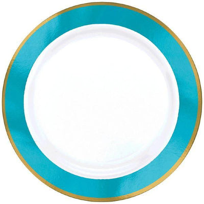 Caribbean Blue & Gold Premium Plates 10.25'' - JJ's Party House