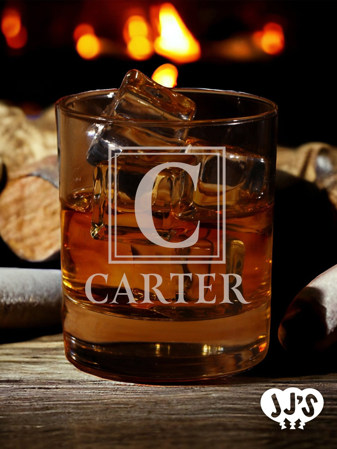 Carter Square Monogram Personalized Whiskey Glass - JJ's Party House