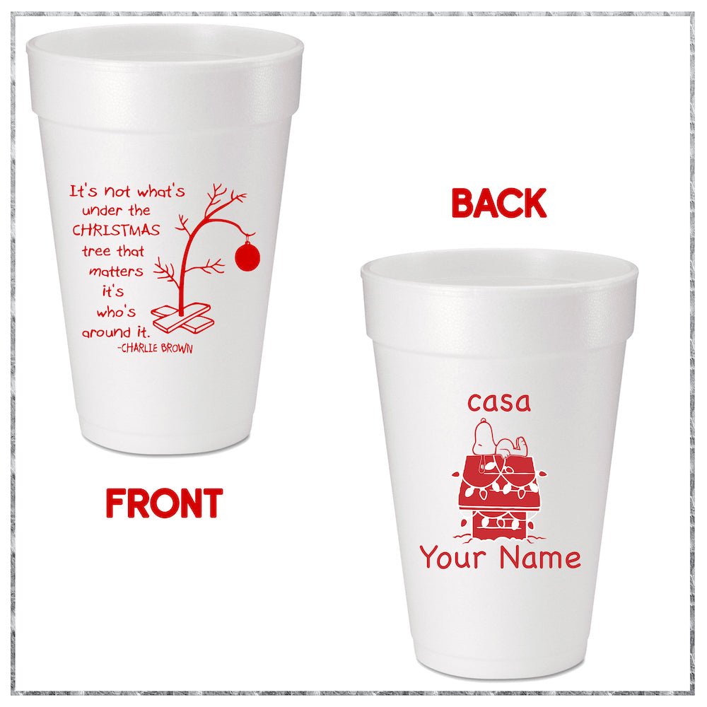 Charlie Brown Christmas Tree Custom Printed Foam Cups - JJ's Party House