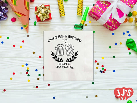 Cheers and Beers Birthday Personalized Napkins - JJ's Party House