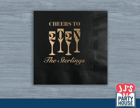 Cheers to 2024 Family Personalized NYE Party Napkins - JJ's Party House