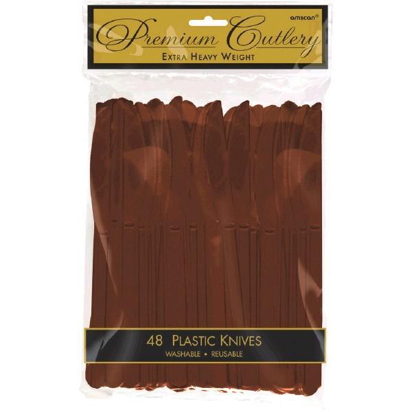 Chocolate Brown Premium Plastic Knives - 48ct - JJ's Party House