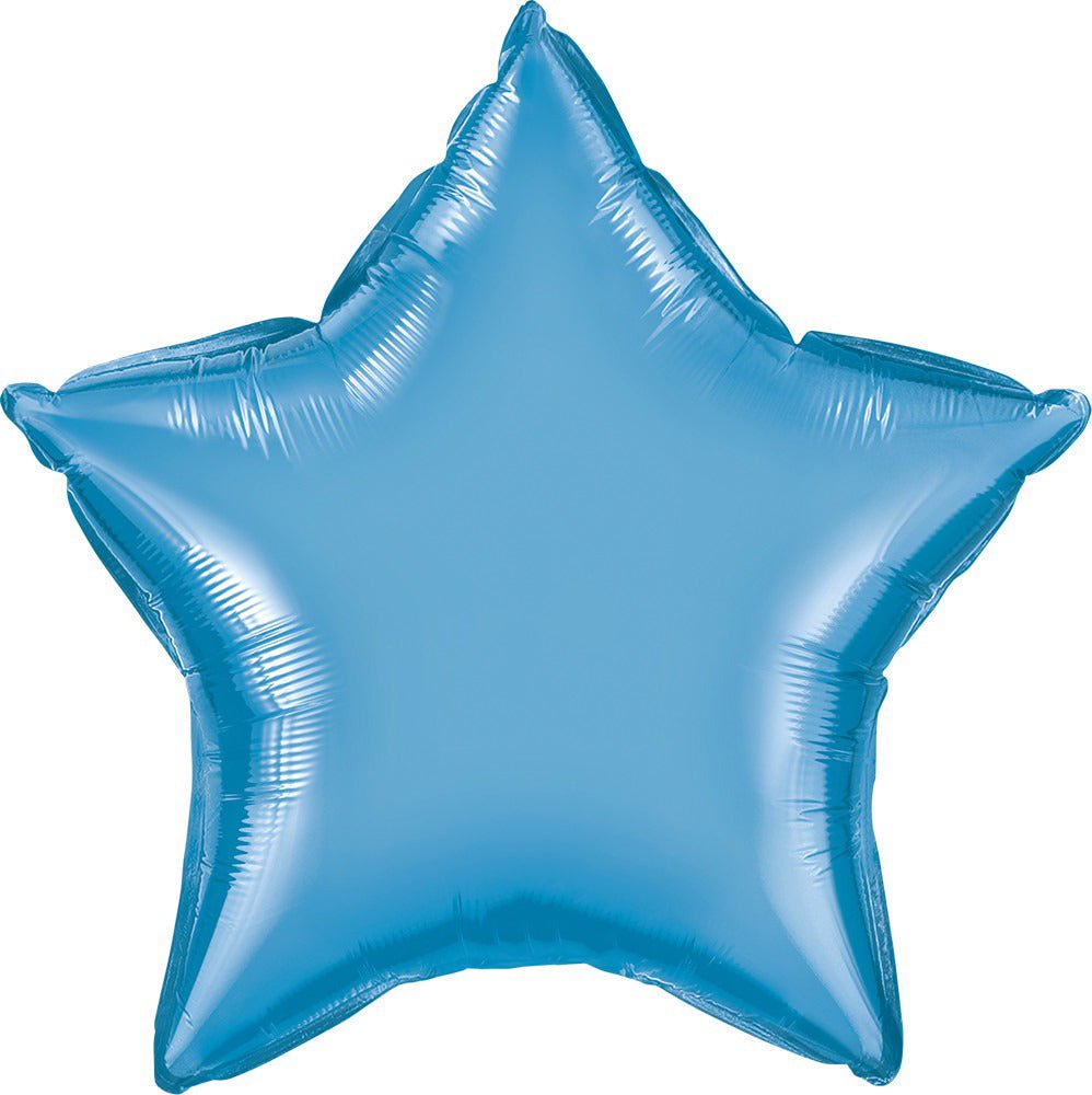 Chrome Blue Star Mylar Balloon 18" - JJ's Party House
