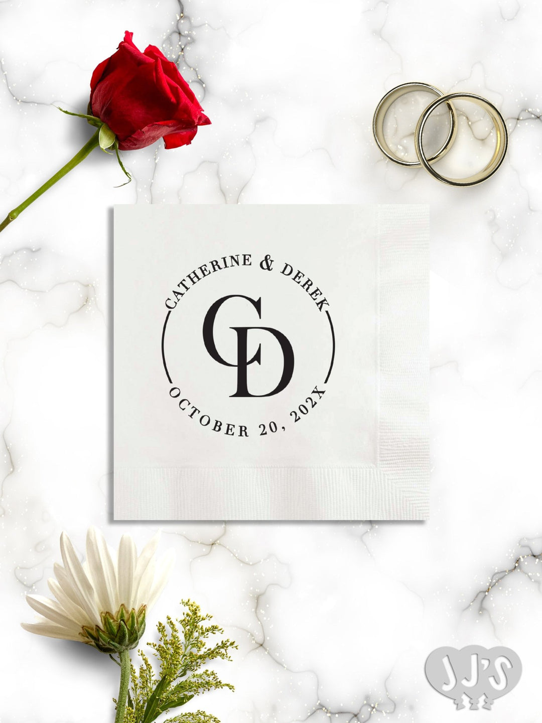 Circle Initials Custom Wedding Napkins - JJ's Party House