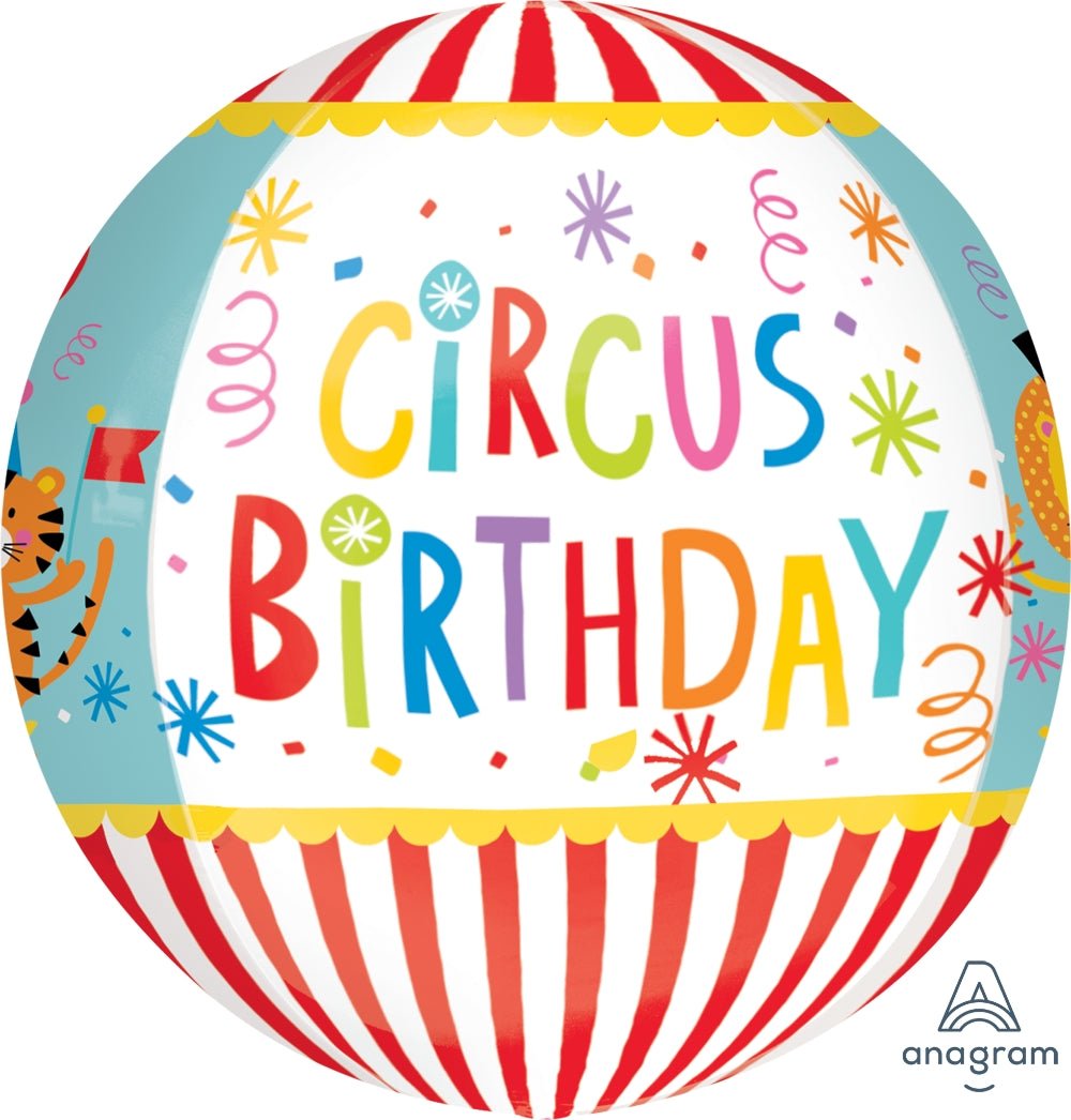 Circus Birthday Orbz Balloon 16" - JJ's Party House