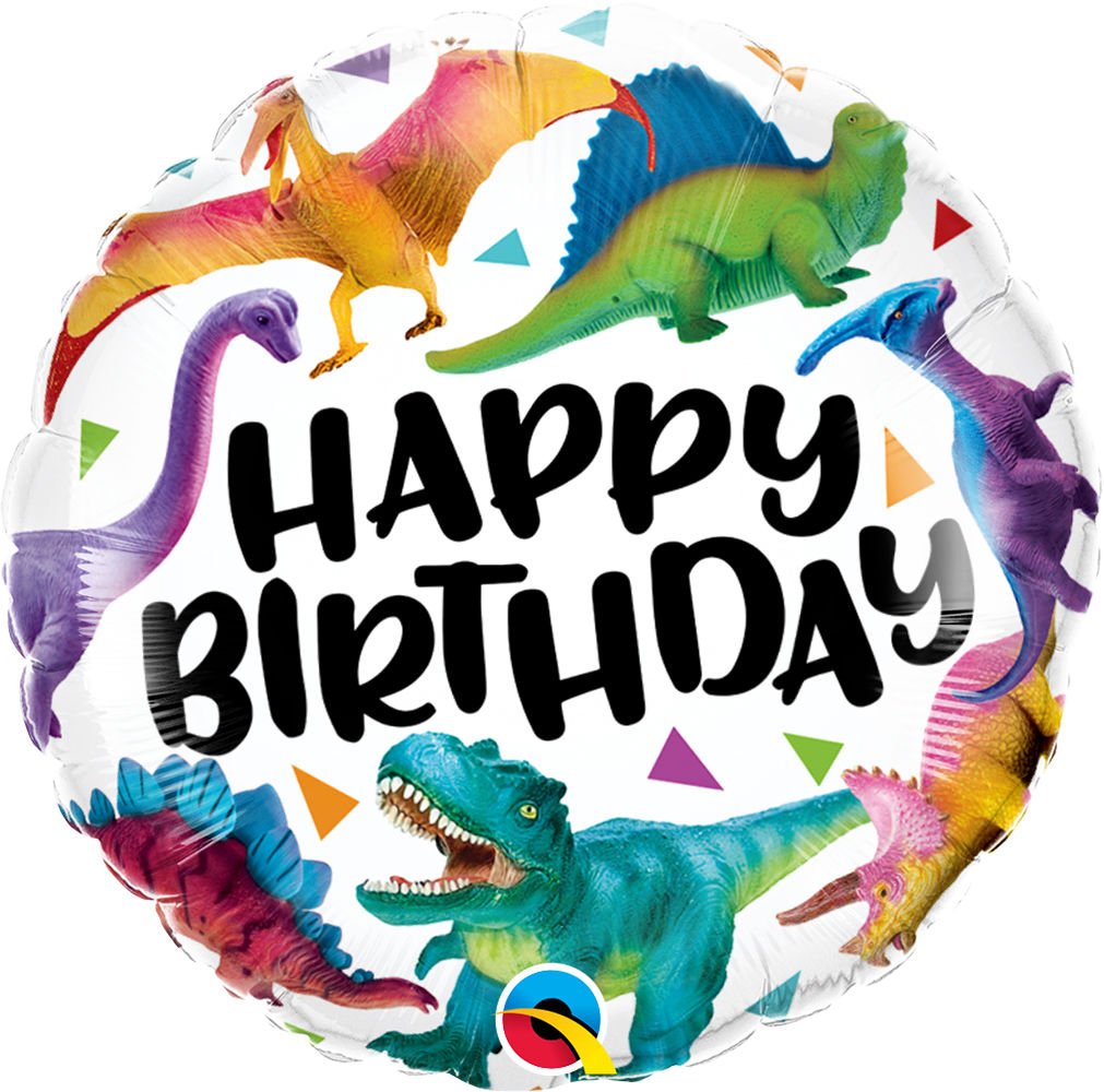 Colorful Dinosaurs Mylar Birthday Balloon 18'' - JJ's Party House
