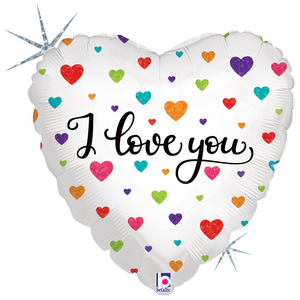 Colorful Hearts I Love You Mylar Balloon - JJ's Party House