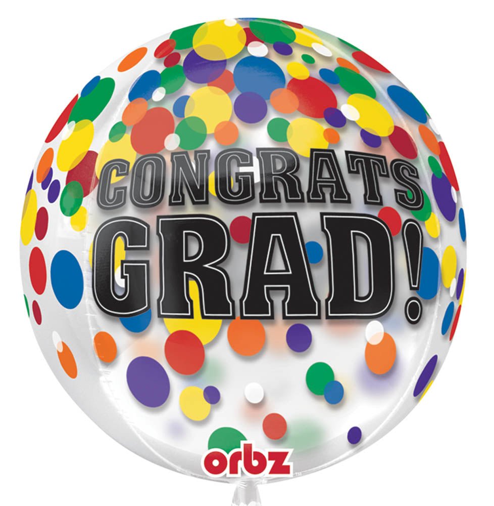 Congrats Grad Dots Orbz Balloon 16" - JJ's Party House
