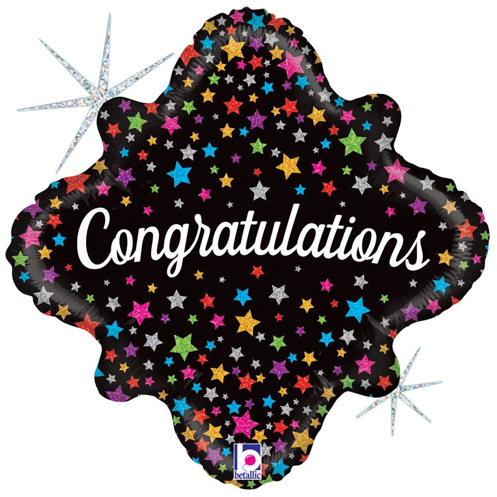 Congrats Star Holographic 18'' Mylar Balloon - JJ's Party House