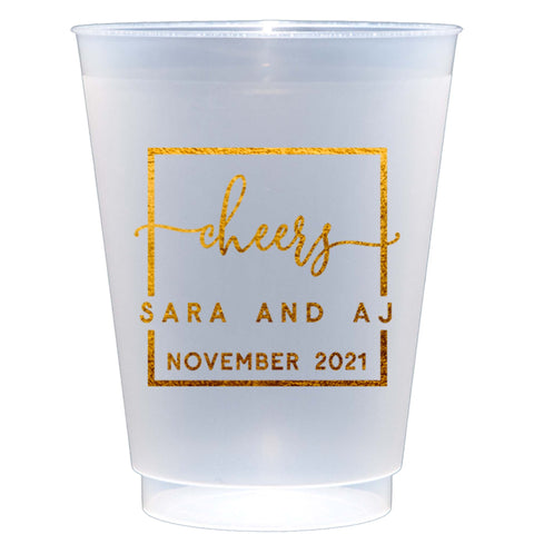 Contemporary Cheers Wedding Frost Flex Cups - JJ's Party House