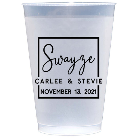 Contemporary Last Name Wedding Frost Flex Cups - JJ's Party House