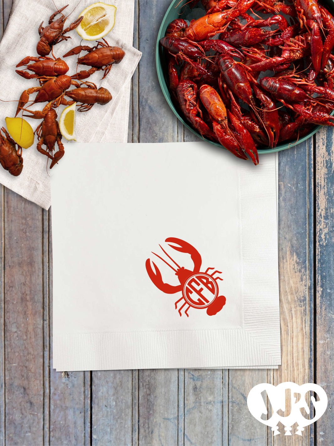 Crawfish Couture Personalized Crawfish Boil Napkins - JJ's Party House - Custom Frosted Cups and Napkins