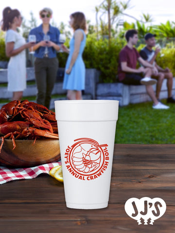 Crawfish Craze Custom Crawfish Boil Foam Cups - JJ's Party House - Custom Frosted Cups and Napkins