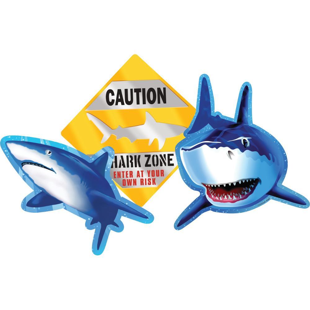 Creative Converting Birthday Shark Splash Cutouts 3pc
