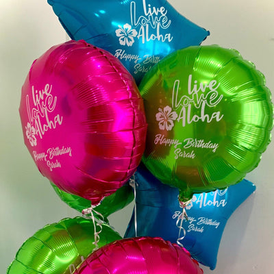 Custom Printed Luau Birthday Mylar Balloon Package - JJ's Party House