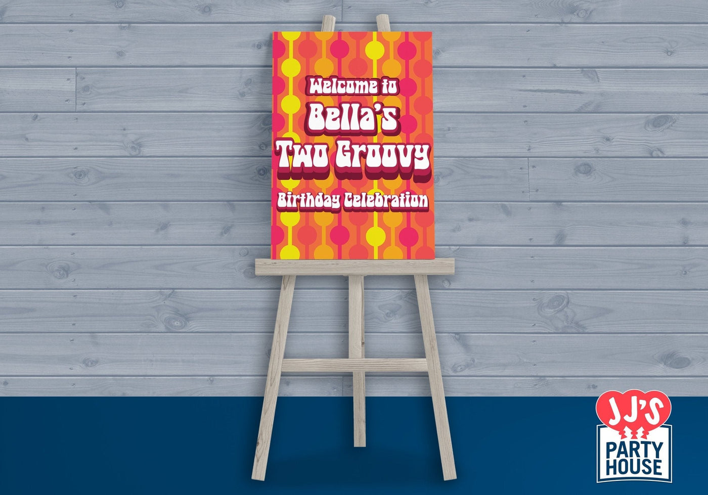 Custom Printed Two Groovy 60s Birthday Personalized Yard Sign for Birthday Party - JJ's Party House