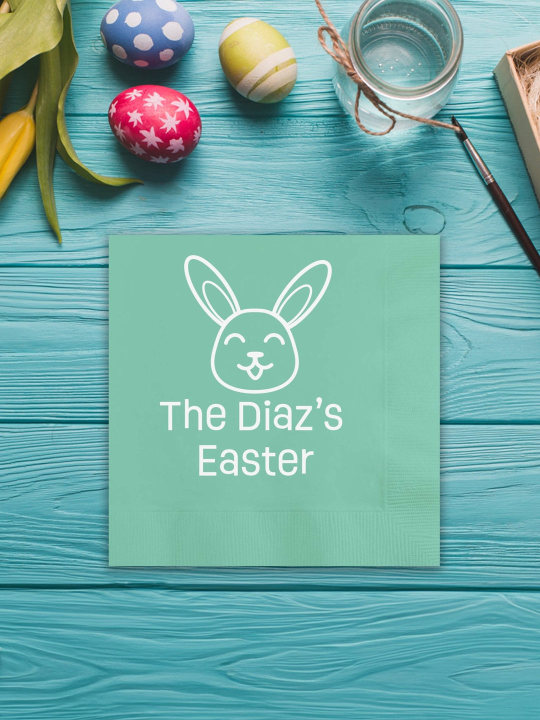 Cute Bunny Personalized Easter Napkins - JJ's Party House - Custom Frosted Cups and Napkins