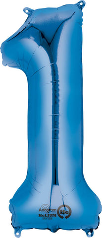 Blue 1 Number Balloon 34''