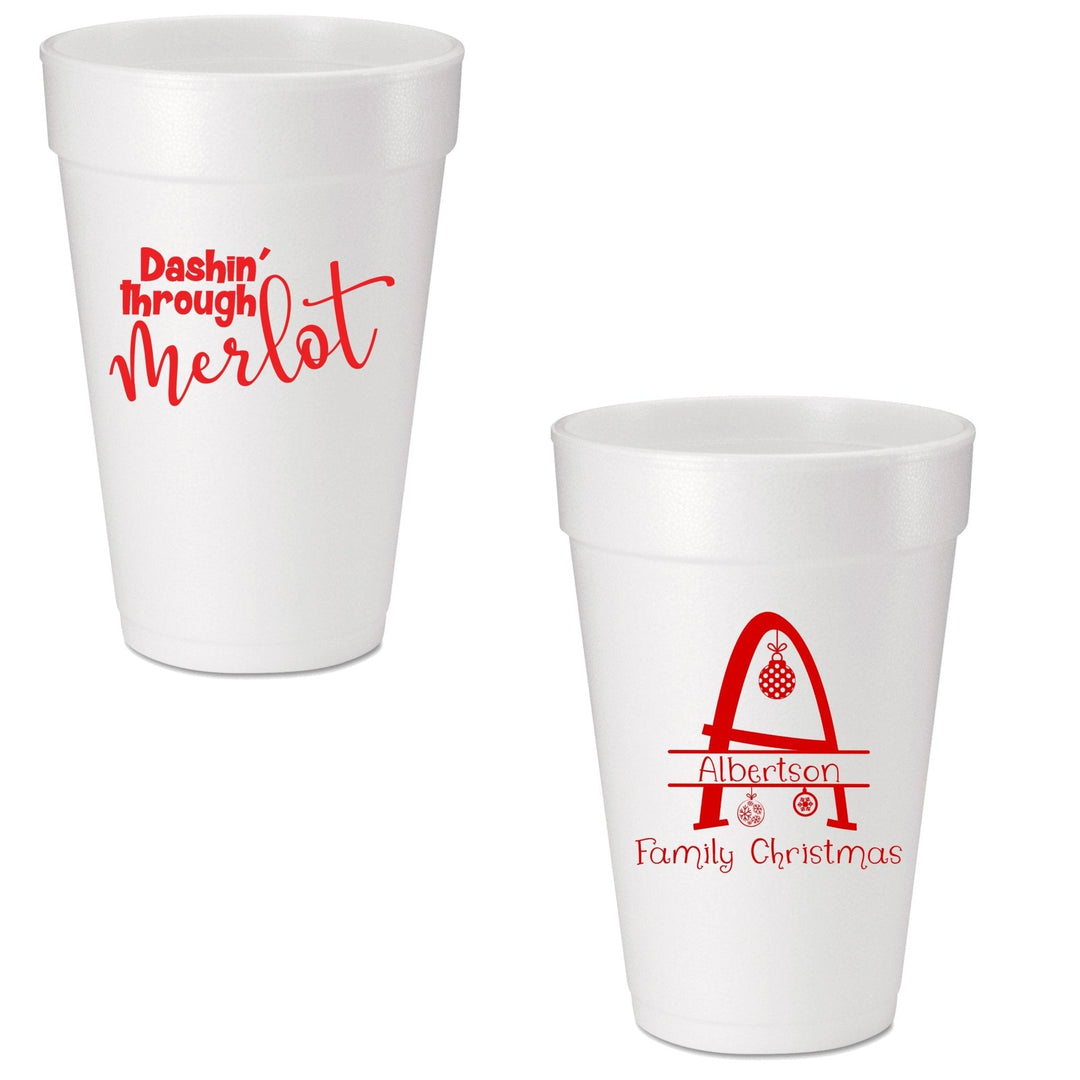 Dashing Through Merlot Custom Printed Foam Cups - JJ's Party House