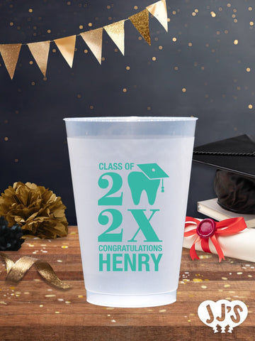 Dental School Graduation Plastic Frosted Flex Cups - JJ's Party House