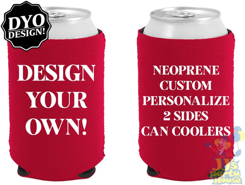 Design Your Own Neoprene Can Coolers for Wedding Favors, BBQ, Tailgate Parties, Gameday Can Coolers - JJ's Party House
