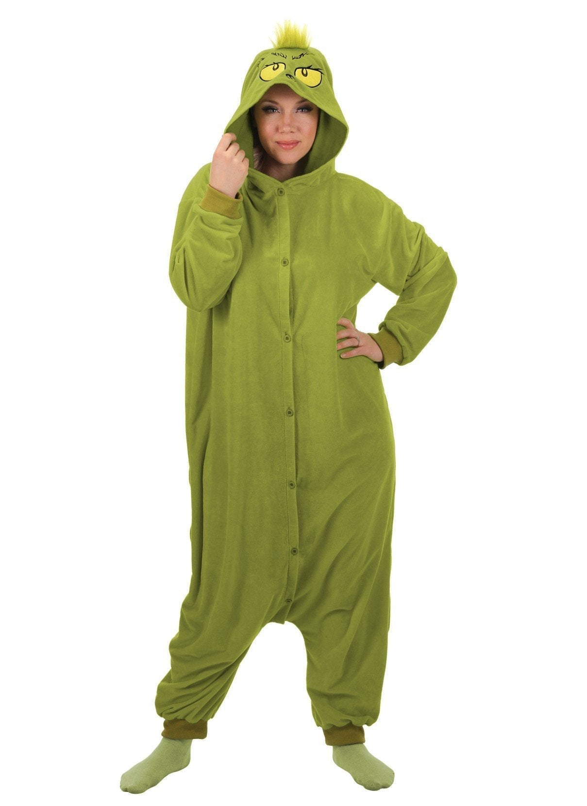 Dr. Seuss The Grinch Onesie Adult Costume (Standard Size) - JJ's Party House