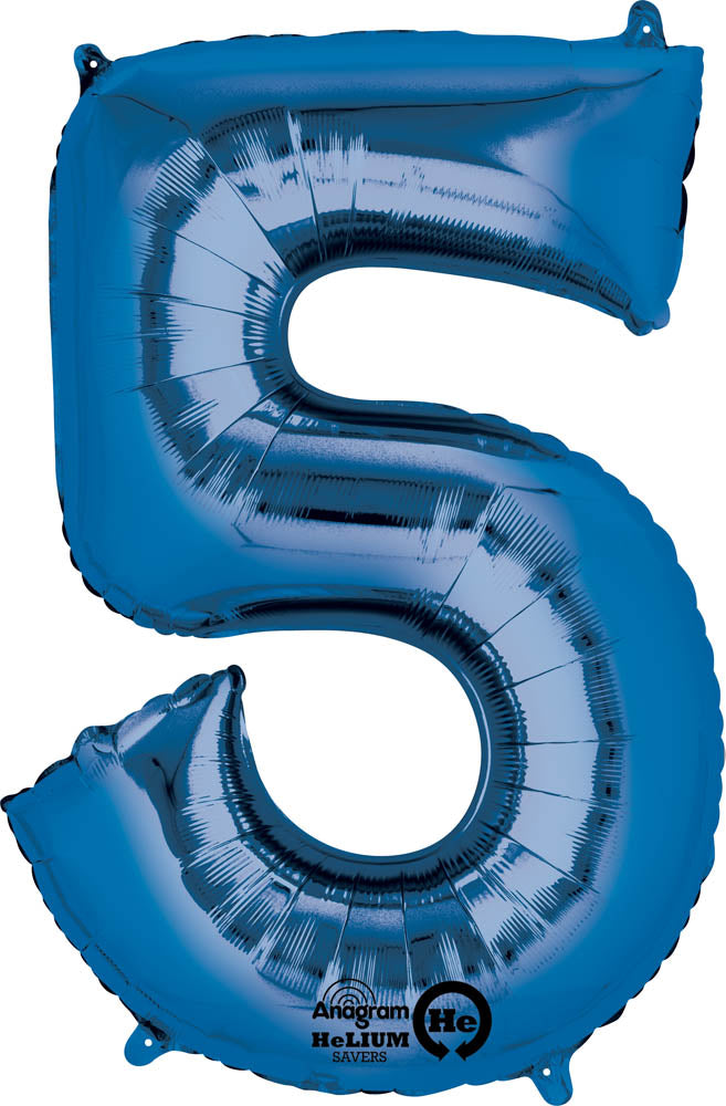 Blue 5 Number Balloon 34''