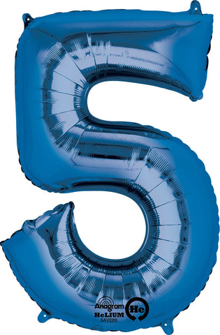 Blue 5 Number Balloon 34''