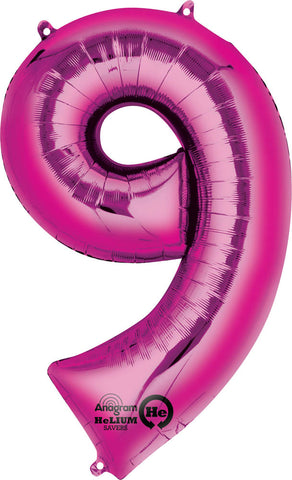 Pink 9 Number Balloon 34''