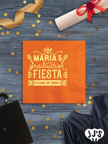 Fiesta Personalized Graduation Napkins - JJ's Party House - Custom Frosted Cups and Napkins