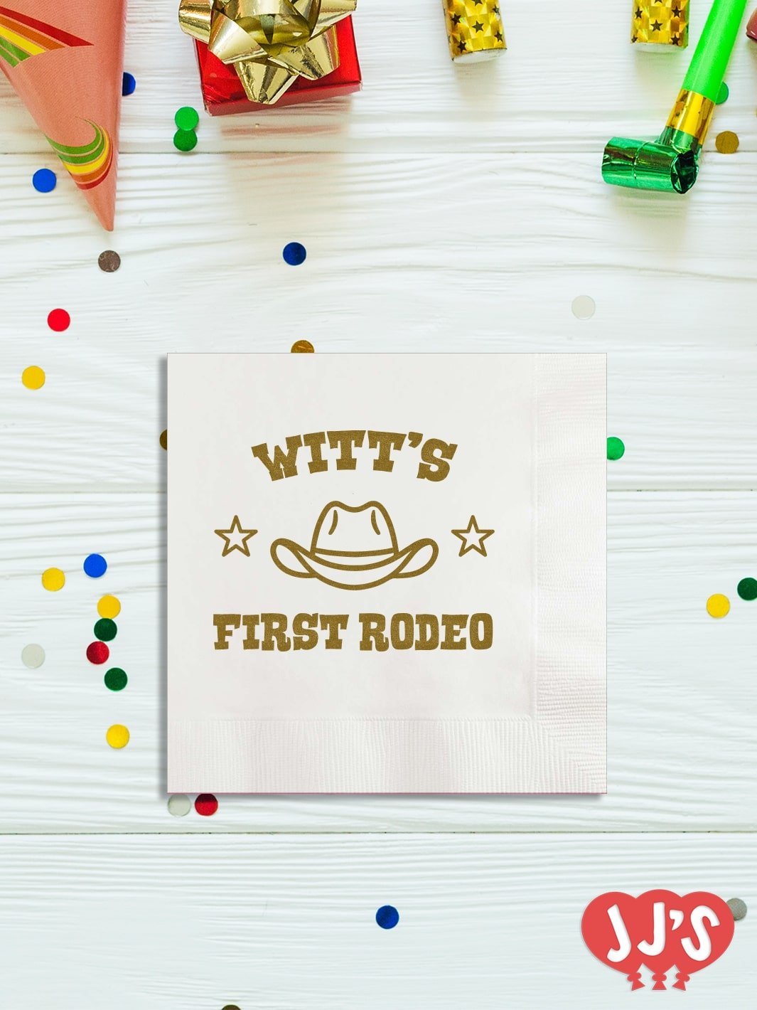 First Rodeo Western Cowboy Hat Personalized Napkins - JJ's Party House