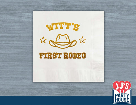 First Rodeo Western Cowboy Hat Personalized Napkins - JJ's Party House