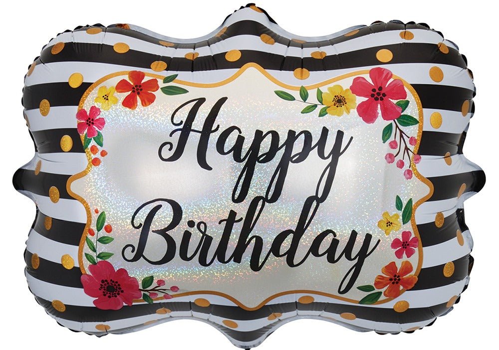Floral Frame Birthday Balloon 30" - JJ's Party House