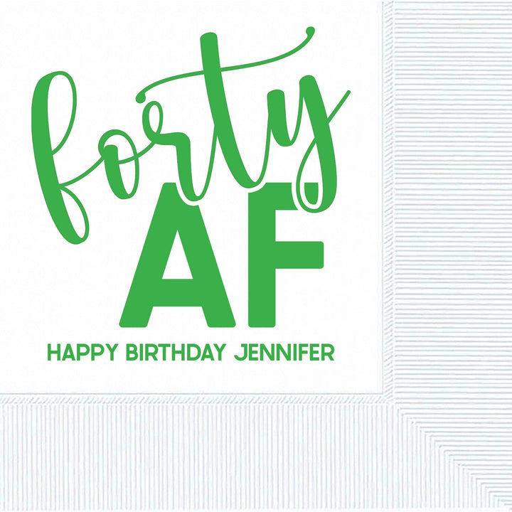 Forty AF Birthday Custom and Personalized Beverage Napkins - JJ's Party House