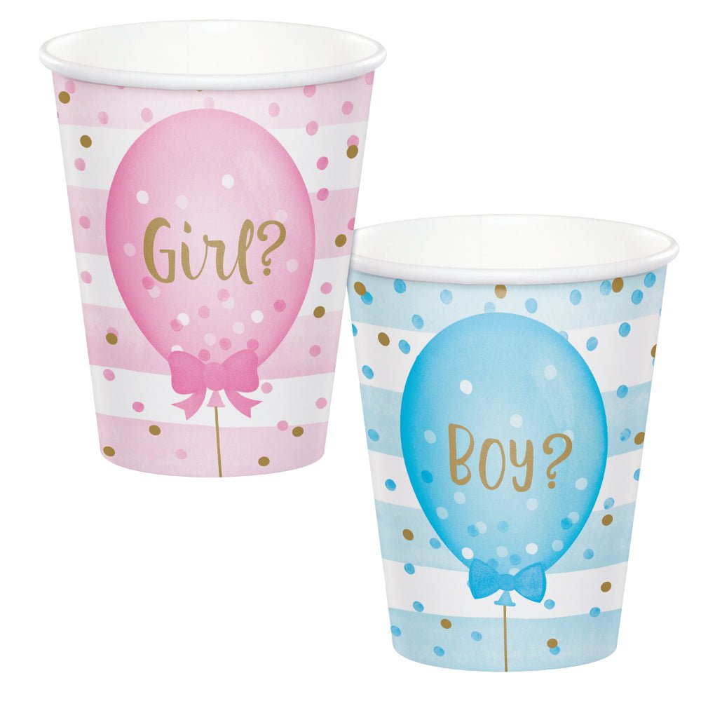 Gender Reveal Balloons 9oz Hot/Cold Paper Cups, 8ct - JJ's Party House: Birthday, Balloons & Custom Party Favors