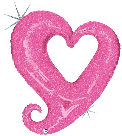 Giant Glitter Chain of Hearts Pink Balloon - JJ's Party House